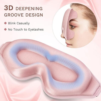 3D Molded Eye Mask for Sleep - Unisex Light-Blocking Sleep Shade with Lash Protection and Adjustable Comfort Strap