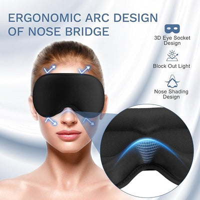 3D Molded Eye Mask for Sleep - Unisex Light-Blocking Sleep Shade with Lash Protection and Adjustable Comfort Strap