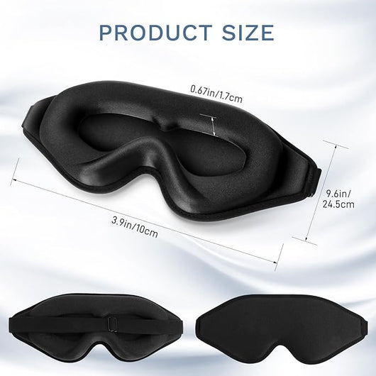 3D Molded Eye Mask for Sleep - Unisex Light-Blocking Sleep Shade with Lash Protection and Adjustable Comfort Strap