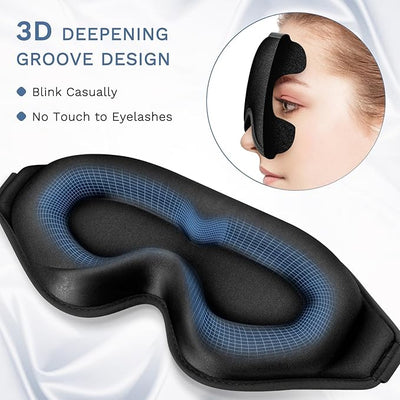 3D Molded Eye Mask for Sleep - Unisex Light-Blocking Sleep Shade with Lash Protection and Adjustable Comfort Strap